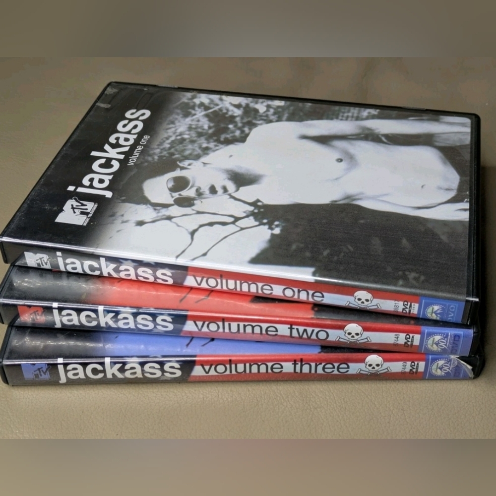 Jackass Volume 2 & 3 + Jackass The Movie DVD (2002 MTV) Good Condition Tested